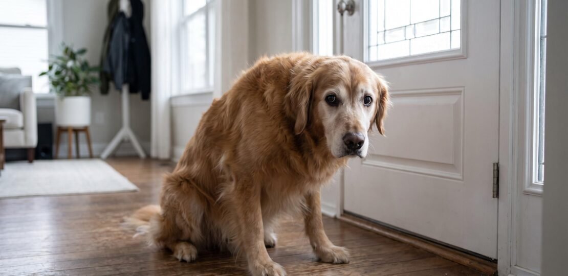Anxiety in Dogs: Senior Dog with Anxious Expression